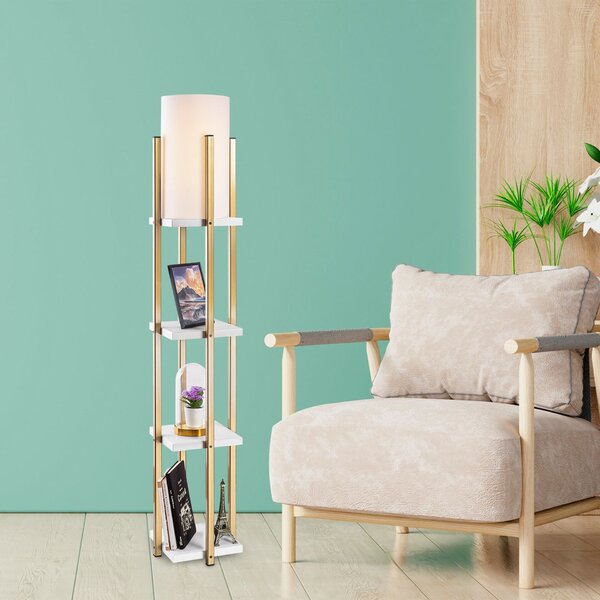 Opviq Floor Lamp White Gold 7119 - White, Gold