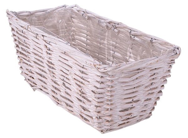 Szögletes hasított vessző tál fehér 36,5x17,5x15cm