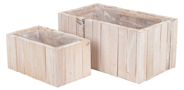 Szögletes Faszelet Láda Szett Antikolt Fehér 30x17x14cm S2