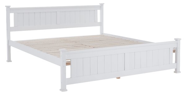 KONDELA Ágy ágyráccsal, fenyő/fehér, 160x200 LUCAS NEW