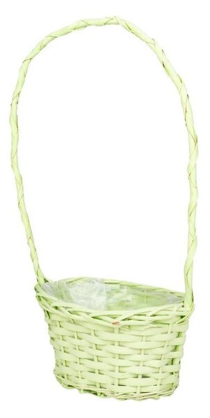 Ovális hasított fa füles kosár zöld 22x16x12,5/45,5cm