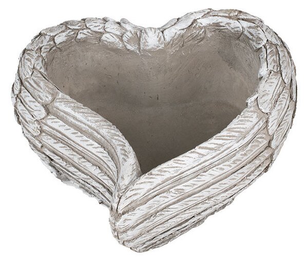Szív alakú kegyeleti cement tál antikolt szürke 20x20x7,5cm