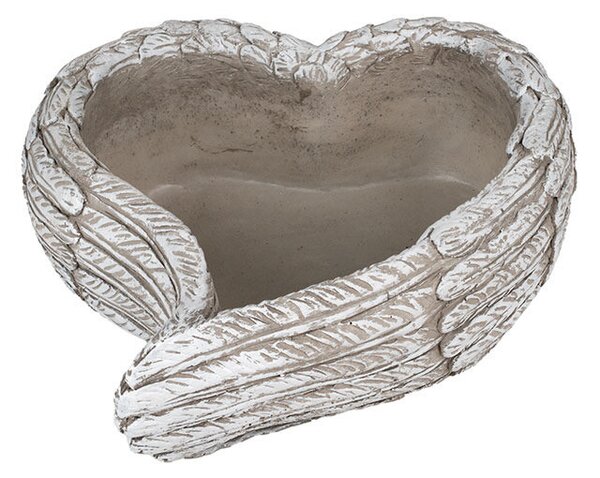 Szív alakú kegyeleti cement tál antikolt szürke 22,5x22,5x8,5cm