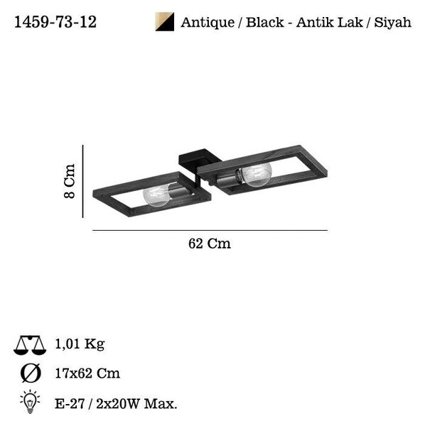 Opviq Csillár Antiquation Black Era - 73-12