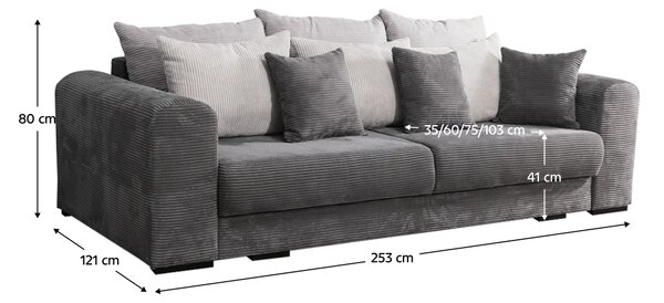KONDELA Extra tágas kanapé, szürke/világosszürke/bézs, GILEN BIG SOFA