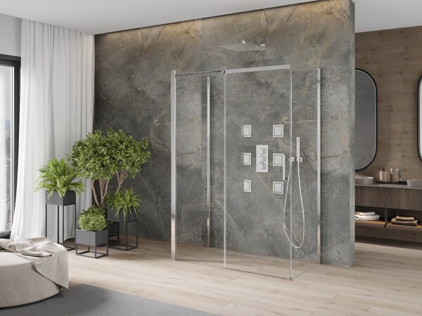 Mexen Omega 3 falas zuhany 140x80 cm, 8mm átlátszó üveg - króm profil, 825-140-080-01-00-3S