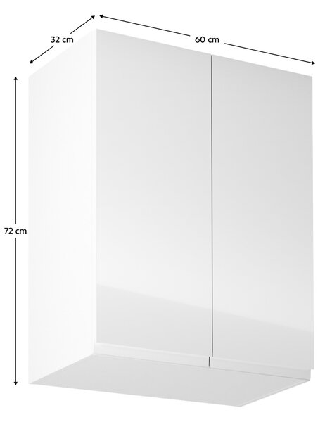 KONDELA Felsőszekrény, fehér/fehér extra magasfényű, AURORA G602F