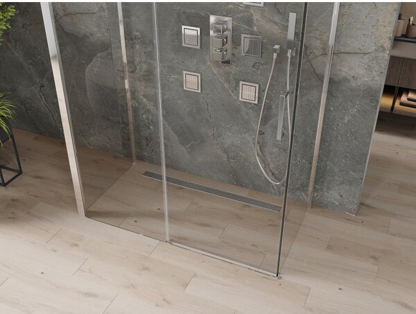 Mexen Omega 3 falas zuhany 140x80 cm, 8mm átlátszó üveg - króm profil, 825-140-080-01-00-3S