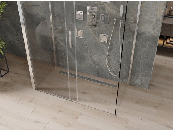 Mexen Omega 3 falas zuhany 140x80 cm, 8mm átlátszó üveg - króm profil, 825-140-080-01-00-3S