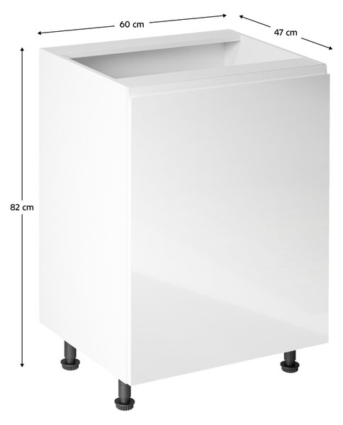 KONDELA Alsószekrény, fehér/fehér extra magasfényű, jobbos, AURORA D601F