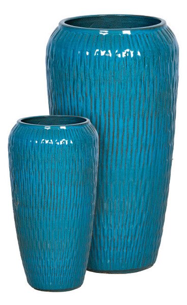 Sintra Vase Giant kerámia növénytartó szett pávakék 22,5x55,5-36x88cm S2