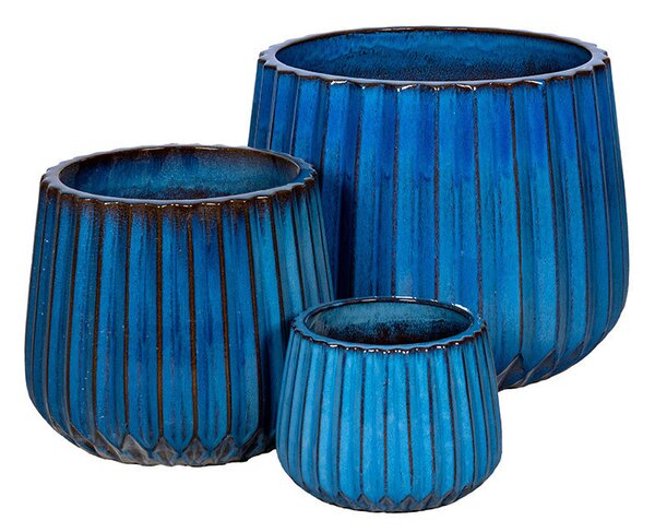 Lark Caldron kerámia növénytartó szett antik kék 27x21,5-56x44,5cm S3