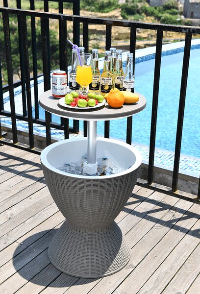 KONDELA Kerti hűtőasztal, szürke, FABIR