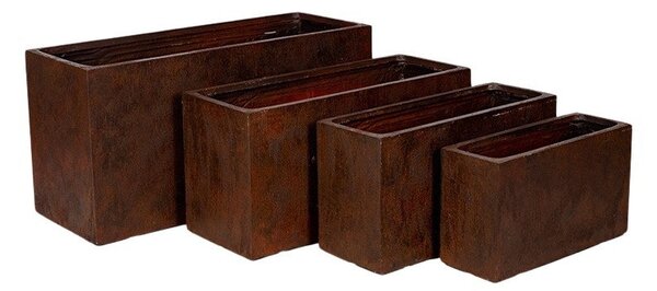 Yukon Tetra Grand kompozit balkonláda szett rozsdabarna 60x21x35-110x40x55cm S4