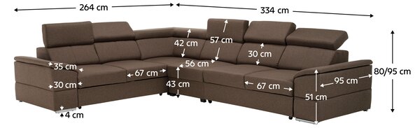 KONDELA Ülőgarnitúra, szövet szürke-barna Taupe, SEGORIA LUX