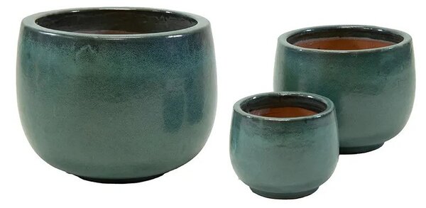 Cove Caldron kerámia növénytartó szett mohazöld 27x18-53x38cm S3
