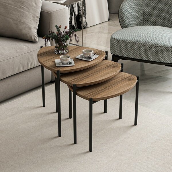 Hanah Home Fészekasztal (3 részes) Walnut Lenny - dió