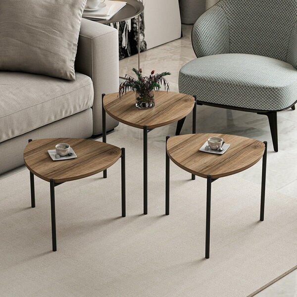 Hanah Home Fészekasztal (3 részes) Walnut Lenny - dió