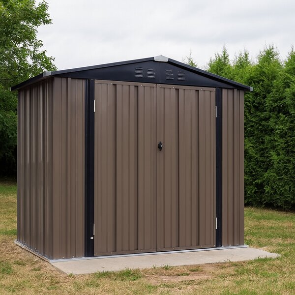 KONDELA Pléh kerti szerszámos ház, barna/antracit, 2x1,3 m, RADOL
