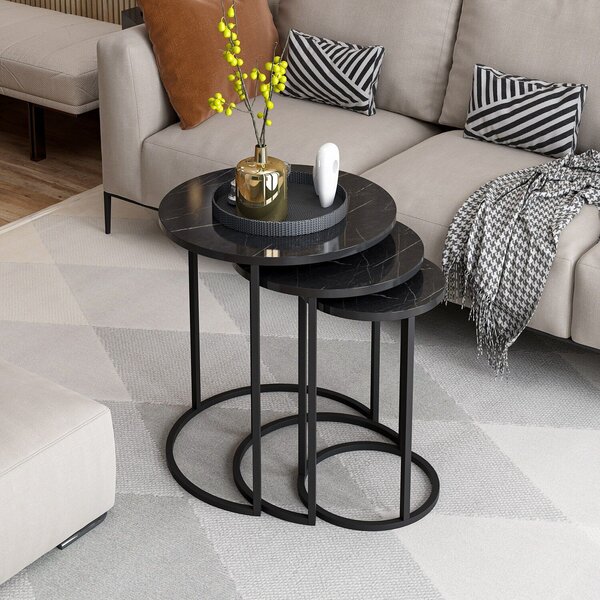 Hanah Home Nesting asztal szett (3 darab) Fekete Gloria - Fekete