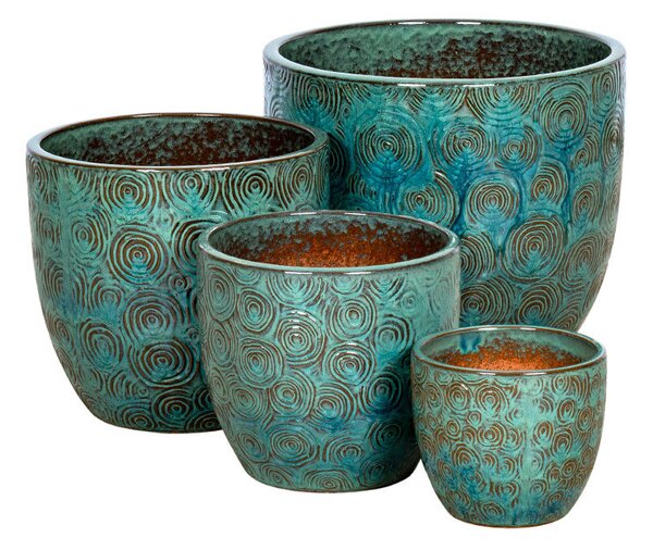 Pacific Classic kerámia növénytartó szett alsó lyuk nélkül türkizkék 21,5x18,5-46x40cm S4