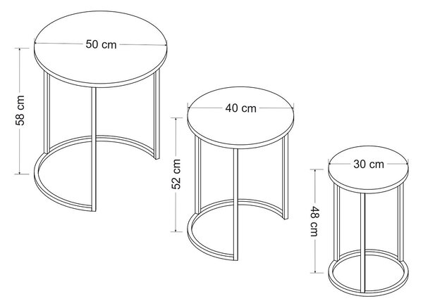 Hanah Home Nesting asztal szett (3 darab) Fekete Gloria - Fekete