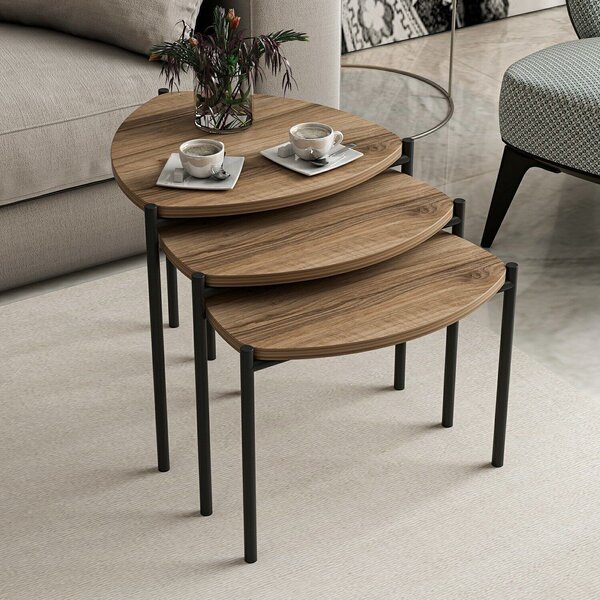 Hanah Home Fészekasztal (3 részes) Walnut Lenny - dió