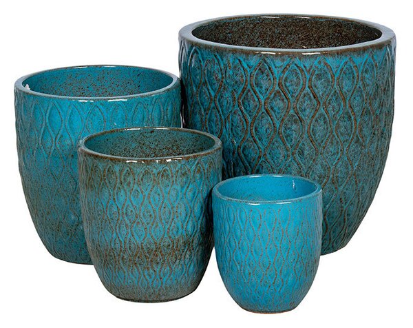 Corrente Classic kerámia növénytartó szett trópusi kék 22x24-46x45,5cm S4