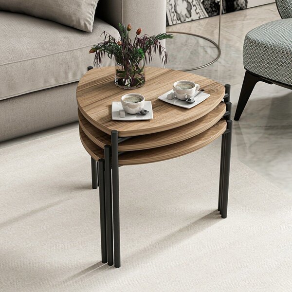 Hanah Home Fészekasztal (3 részes) Walnut Lenny - dió