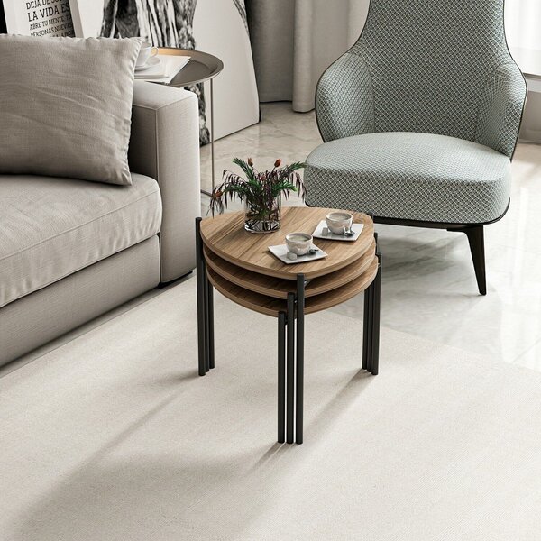 Hanah Home Fészekasztal (3 részes) Walnut Lenny - dió
