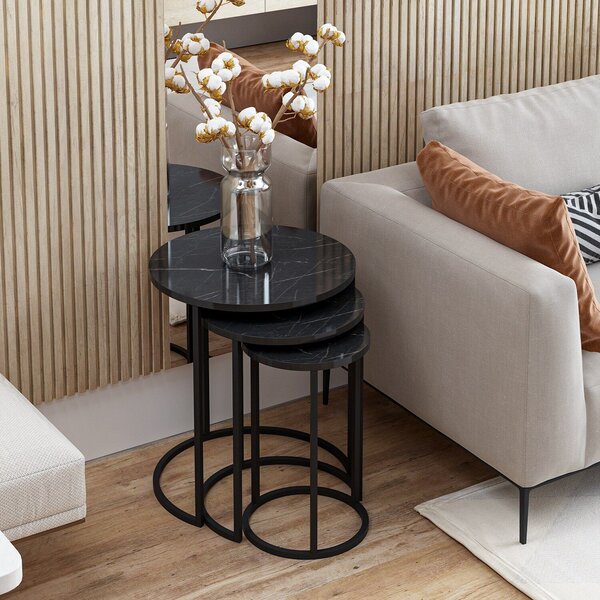 Hanah Home Nesting asztal szett (3 darab) Fekete Gloria - Fekete