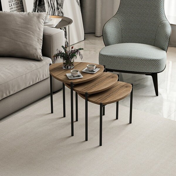 Hanah Home Fészekasztal (3 részes) Walnut Lenny - dió