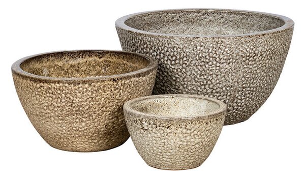 Lagos Rita kerámia ültetőtál szett lencsebarna 30x17,5-60x32cm S3