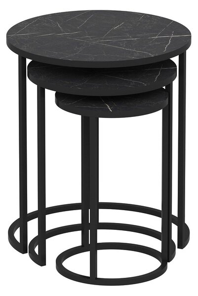 Hanah Home Nesting asztal szett (3 darab) Fekete Gloria - Fekete