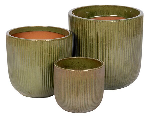 Maxton Classic kerámia növénytartó szett antik zöld 22,7x21-37,3x36cm S3