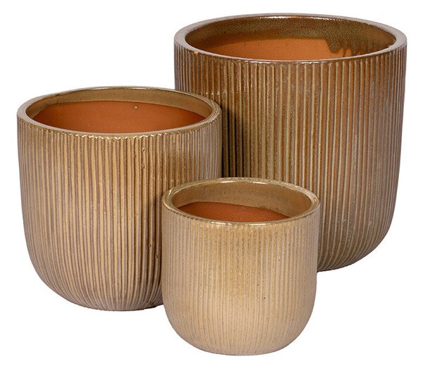 Maxton Classic kerámia növénytartó szett cappuccino 22,7x21-37,3x36cm S3