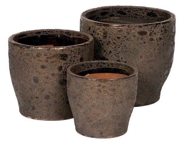 Saylor Flare kerámia növénytartó szett savmaratott bronz 25,3x23cm-37,3x34cm S3