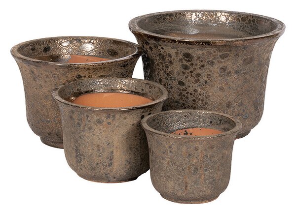 Abbey Bell kerámia növénytartó szett savmaratott bronz 28x21-51x36cm S4