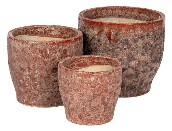 Saylor Flare kerámia növénytartó szett savmaratott terrakotta 25,3x23cm-37,3x34cm S3