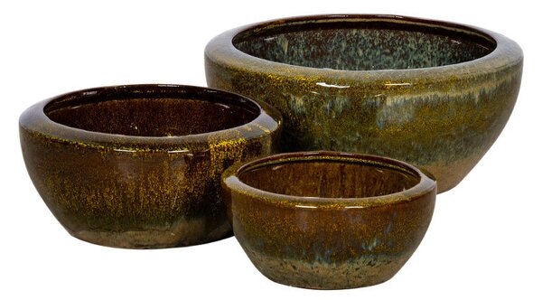 Aubrey Greta kerámia ültetőtál szett zöldesbarna 26x11,5-42,5x18cm S3