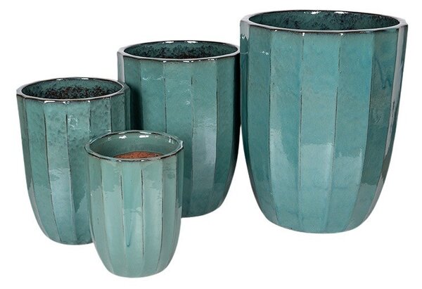 Harlow Rib Vase Kerámia Növénytartó Szett Türkiz 31x40-56x71cm S4