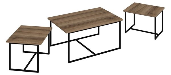 Hanah Home egymásba illeszthető asztal szett (3 darab) dió Levada - dió színű