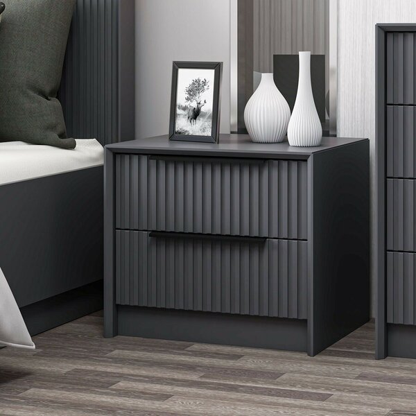 Hanah Home Antracit Kale Luxe Soft Éjjeliszekrény - 4799