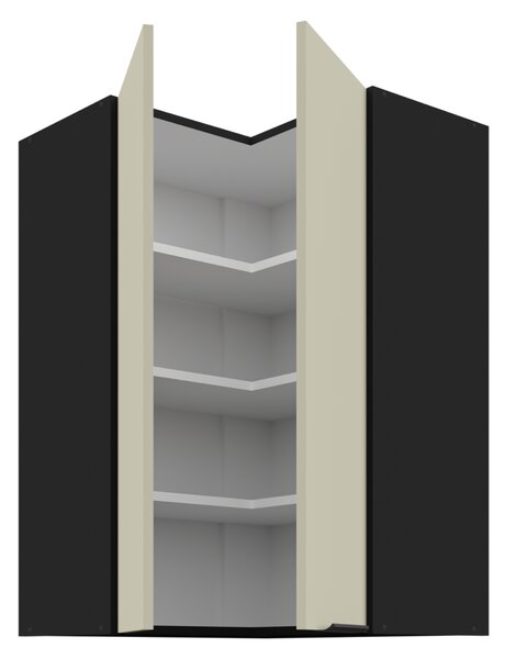 KONDELA Felső sarokszekrény kasmír/fekete, ARAKA 60x60 GN-90 2F