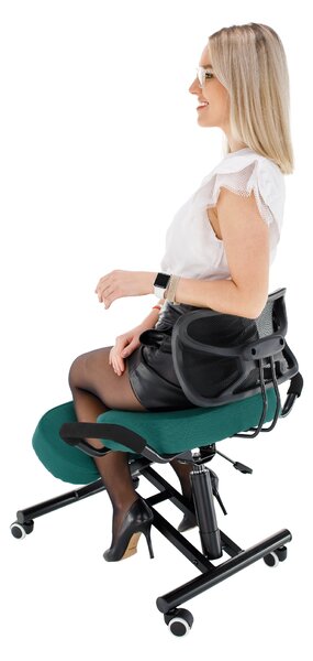 KONDELA Ergonomikus zsámoly, zöld/fekete, RUFUS