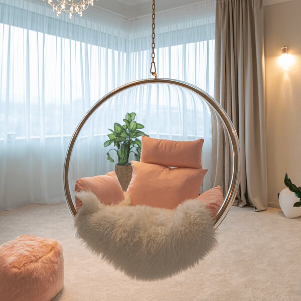 KONDELA Függő fotel, átlátszó/arany/rózsaszín, BUBBLE NEW TYP 1