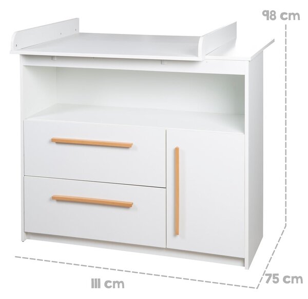 Fehér alacsony gyerek komód 107x98 cm Lilo – Roba