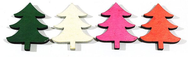 Fa fenyőfa mix piros-fehér-zöld-narancs 7x6cm 20db/csomag