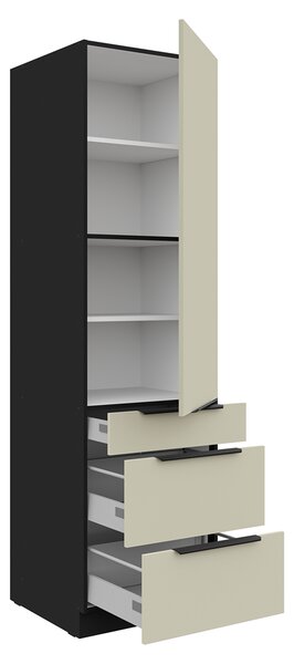 KONDELA Magas szekrény, kasmír/fekete, ARAKA 60 DKS-210 3S1F