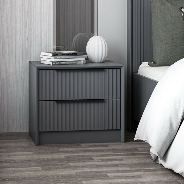 Hanah Home Antracit Kale Luxe Soft Éjjeliszekrény - 4799